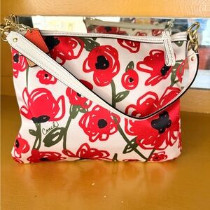 Coach Cream and Red Floral Crossbody Bag